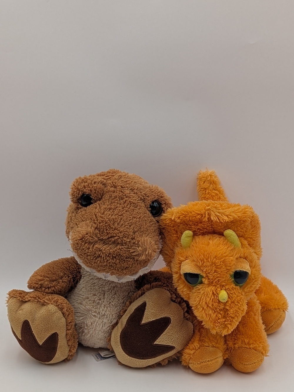 Aurora 2 Lot Dreamy Eyes Orange triceratops & Waddle Toes T-REX Dinosaur Plush